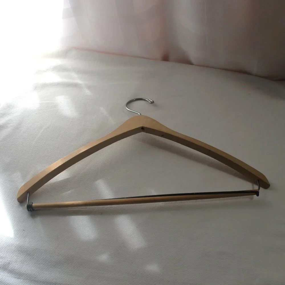 Vintage Tom James Wooden Suit Hanger, J.T. Batts Wishbone Hanger
